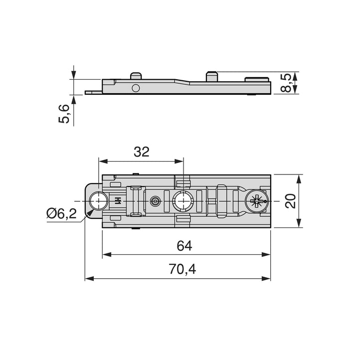 kit von 20 Topfscharniere X91 telanschlag sanftes Schließen Montageplatte zum Schrauben, H 1, Stahl, vernickelt