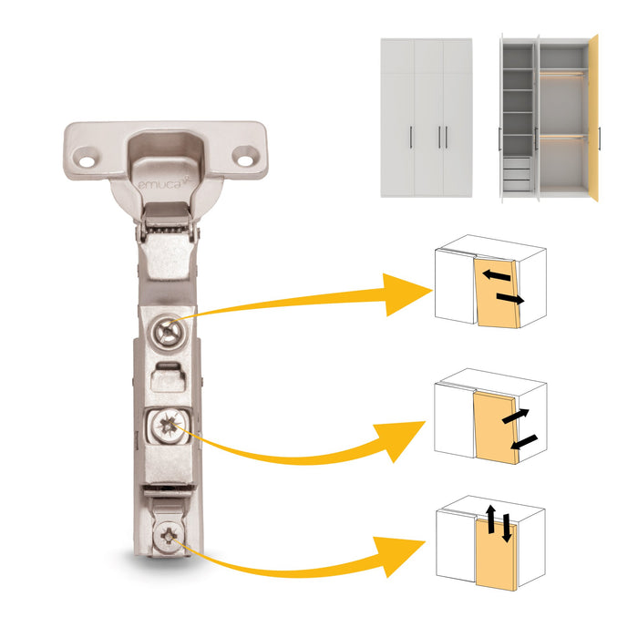 kit von 20 Topfscharniere X91 telanschlag sanftes Schließen Montageplatte zum Schrauben, H 1, Stahl, vernickelt