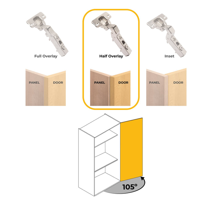 kit von 20 Topfscharniere X91 telanschlag sanftes Schließen Montageplatte zum Schrauben, H 1, Stahl, vernickelt