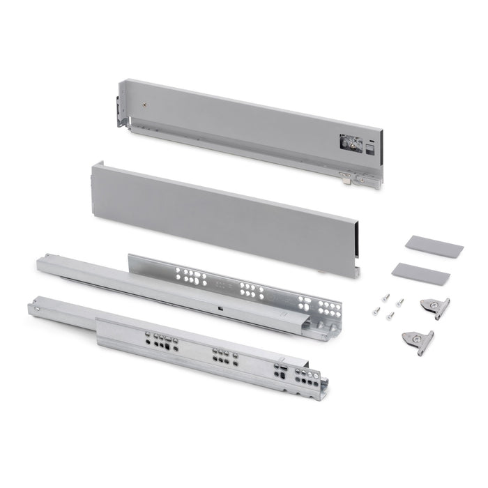 Aussenschublade Vertex mit 3D-Regelung, Höhe 93mm, 40Kg, Tiefe 300mm, Stahl, Grau metallic