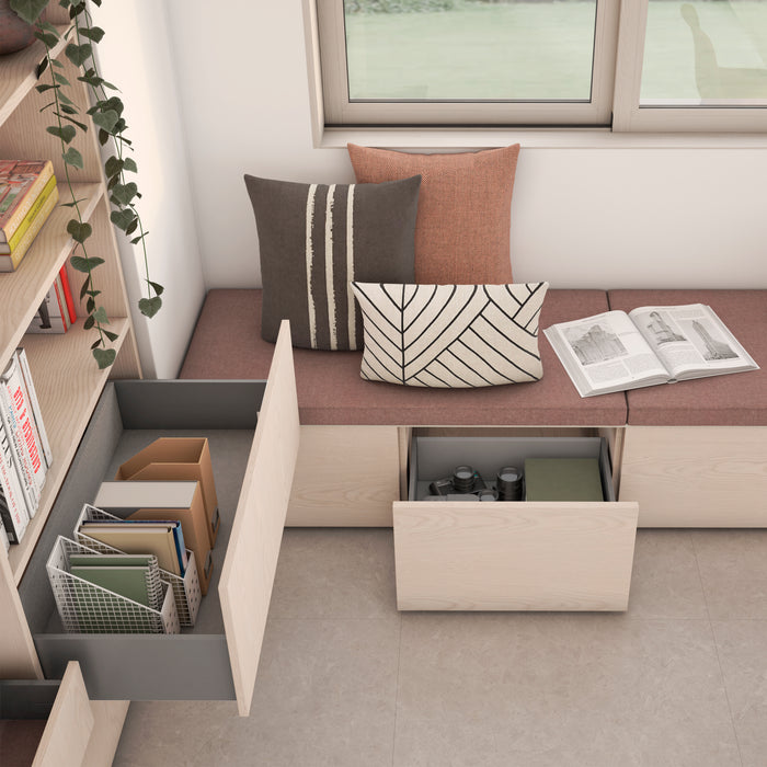 Emuca NEU | Aussenschublade Vertex mit 3D-Regelung, Höhe 131mm, 40Kg, Tiefe 350mm, Stahl, Grau metallic