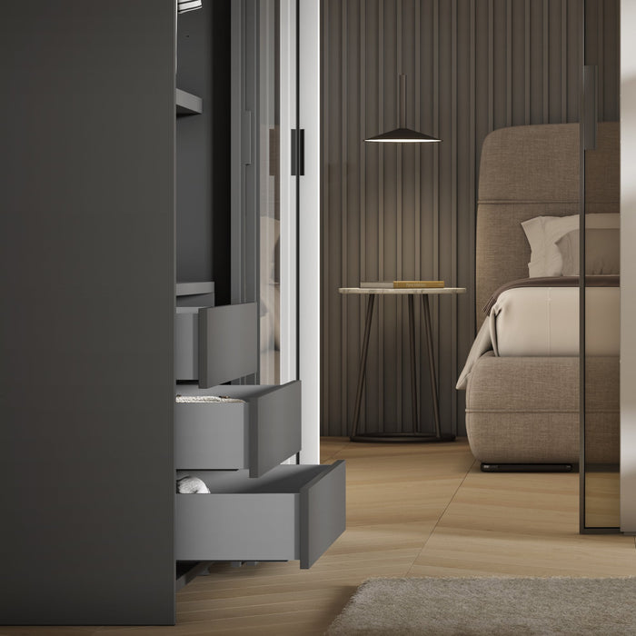 Aussenschublade Vertex mit 3D-Regelung, Höhe 93mm, 40Kg, Tiefe 300mm, Stahl, Grau metallic