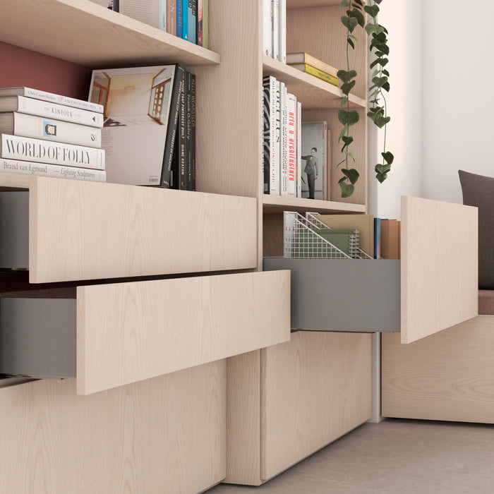 Emuca NEU | Aussenschublade Vertex mit 3D-Regelung, Höhe 131mm, 40Kg, Tiefe 450mm, Stahl, Grau metallic