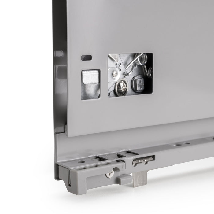 Aussenschublade Vertex mit 3D-Regelung, Höhe 93mm, 40Kg, Tiefe 500mm, Stahl, Grau metallic