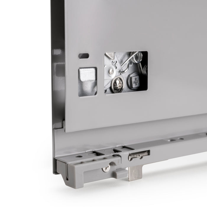 Emuca NEU | Aussenschublade Vertex mit 3D-Regelung, Höhe 93mm, 40Kg, Tiefe 300mm, Stahl, Grau metallic