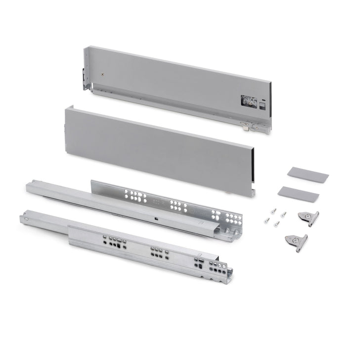 Aussenschublade Vertex mit 3D-Regelung, Höhe 131mm, 40Kg, Tiefe 500mm, Stahl, Grau metallic