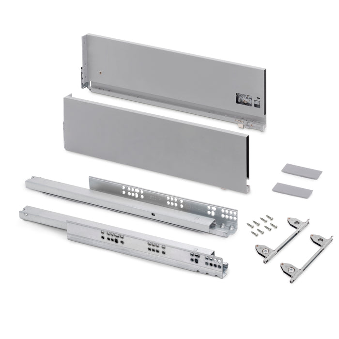 Emuca NEU | Aussenschublade Vertex mit 3D-Regelung, Höhe 178mm, 40Kg, Tiefe 500mm, Stahl, Grau metallic