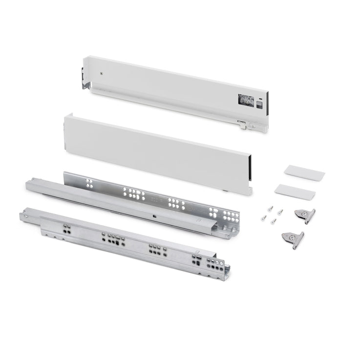Aussenschublade Vertex mit 3D-Regelung, Höhe 93mm, 60Kg, Tiefe 500mm, Stahl, Weiß lackiert