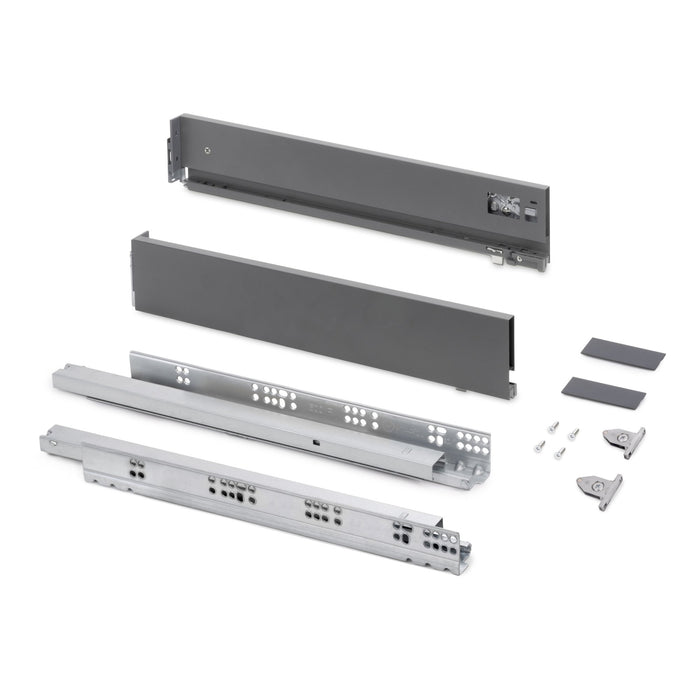 Aussenschublade Vertex mit 3D-Regelung, Höhe 93mm, 60Kg, Tiefe 500mm, Stahl, Anthrazitgrau