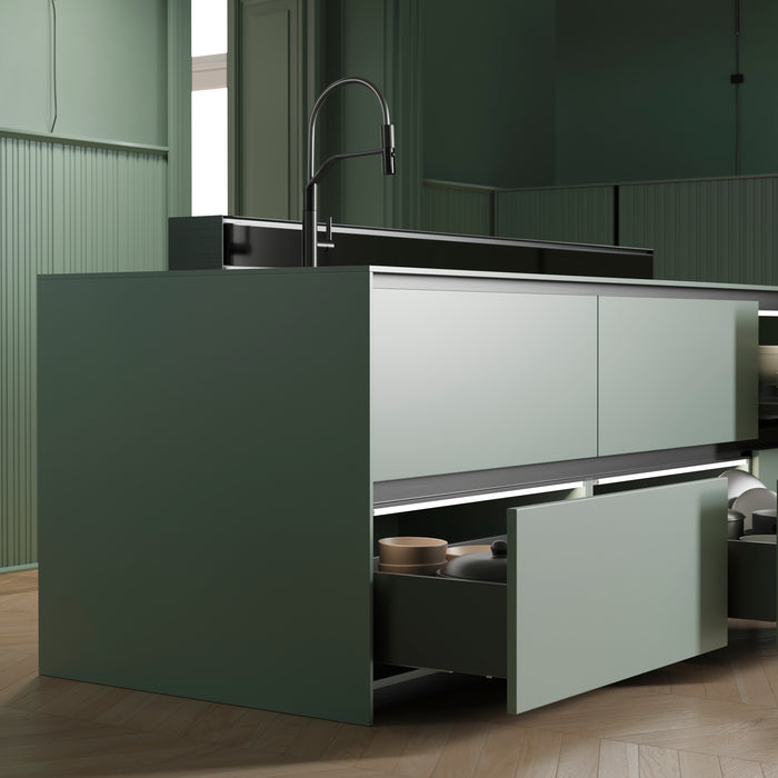 Emuca NEU | Aussenschublade Vertex mit 3D-Regelung, Höhe 131mm, 60Kg, Tiefe 500mm, Stahl, Anthrazitgrau