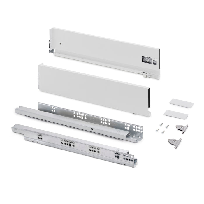 Emuca NEU | Aussenschublade Vertex mit 3D-Regelung, Höhe 131mm, 60Kg, Tiefe 500mm, Stahl, Weiß lackiert