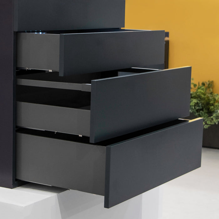 Aussenschublade Vertex mit Push Synchro und 3D-Regelung, 178mm hoch, 40Kg, Tiefe 400mm, Stahl, Anthrazitgrau