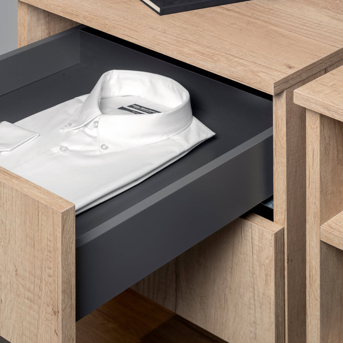 Emuca NEU | Aussenschublade Vertex mit Push Synchro und 3D-Regelung, 178mm hoch, 40Kg, Tiefe 400mm, Stahl, Anthrazitgrau