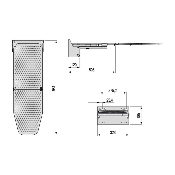 Wandklappbares Bügelbrett Iron Wall, um 180º drehbar, aus Stahl und Holz, Weiss