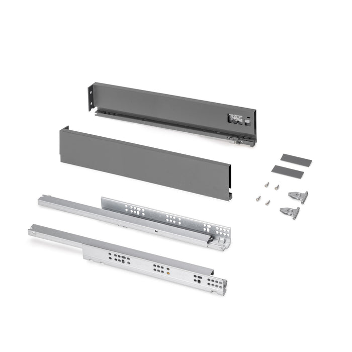 Außenschublade Protone 30Kg, Führungen mit vollständigem Auszug und sanftem Verschluss, Höhe 93mm, Tiefe 500mm, Stahl, Anthrazitgrau