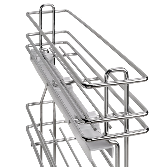 SupraMax ausziehbares Flaschenregal SupraMax mit sanfter Schließung, linke Seite, 3 Tablets, Modul 150mm, Stahl, Verchromt