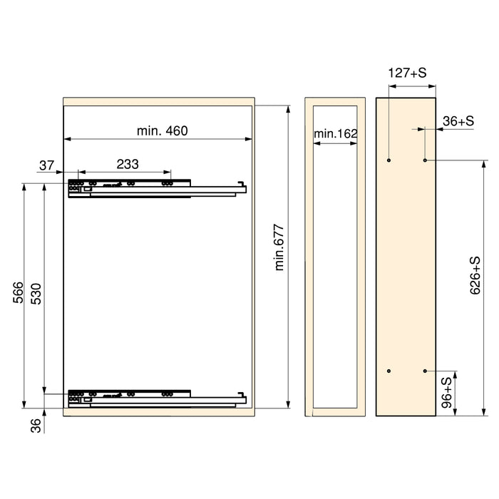 Emuca NEU | SupraMax ausziehbares Flaschenregal SupraMax mit sanfter Schließung, linke Seite, 3 Tablets, Modul 200mm, Stahl, Verchromt