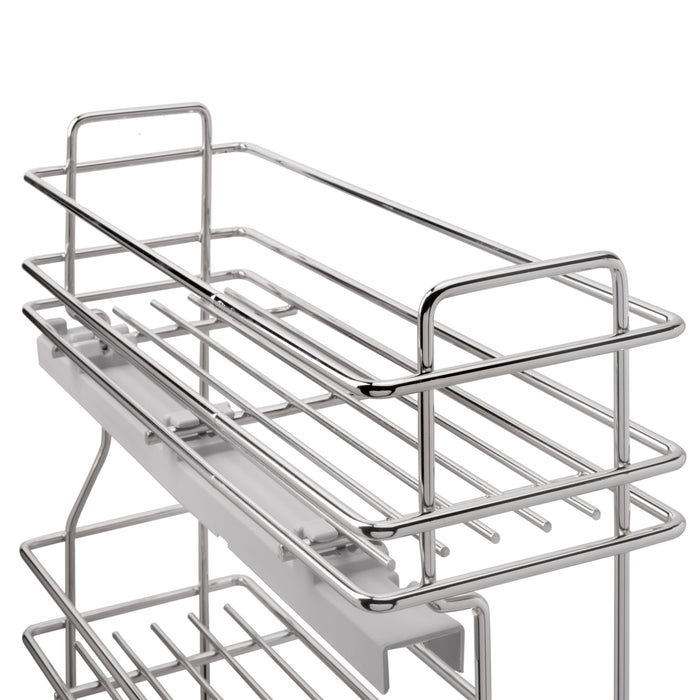 Emuca NEU | SupraMax ausziehbares Flaschenregal SupraMax mit sanfter Schließung, linke Seite, 3 Tablets, Modul 200mm, Stahl, Verchromt