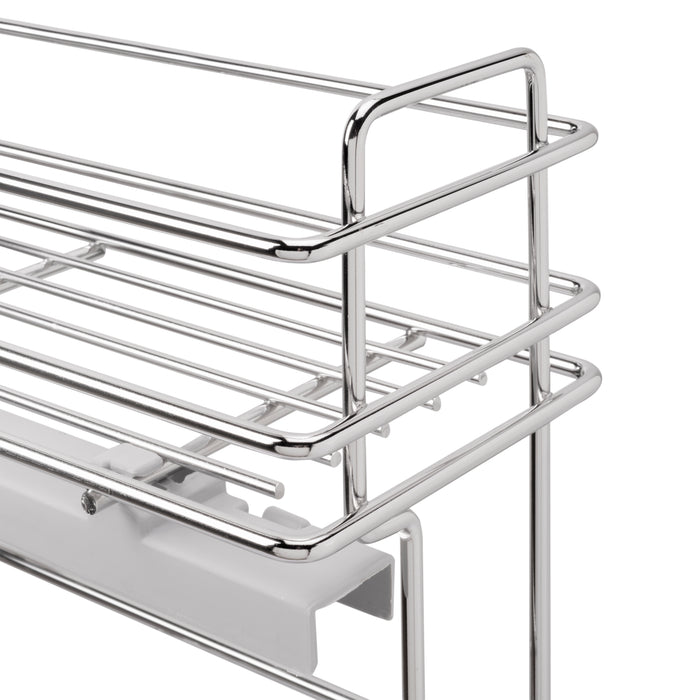 Emuca NEU | SupraMax ausziehbares Flaschenregal SupraMax mit sanfter Schließung, linke Seite, 3 Tablets, Modul 200mm, Stahl, Verchromt