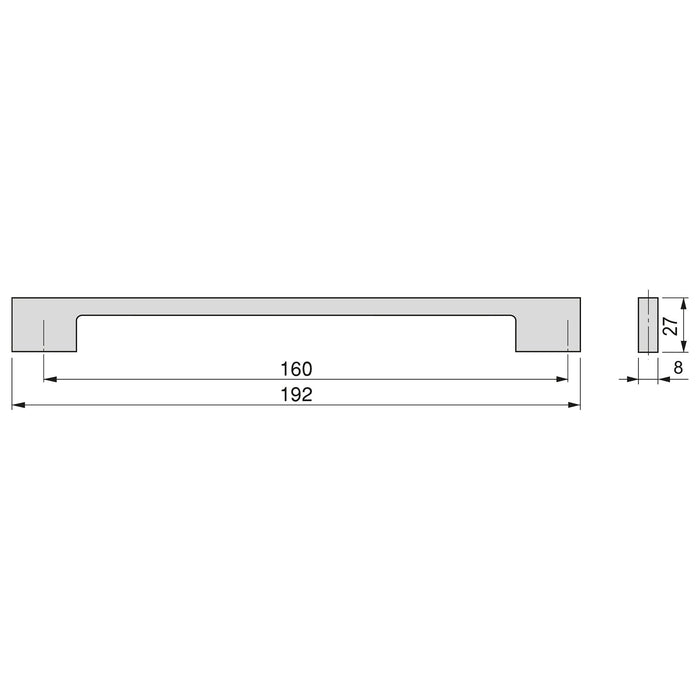 Lot von 5 Möbelgriffe Montreal, L192mm, 160mm Achsenabstand, Zamak, Schwarz lackiert