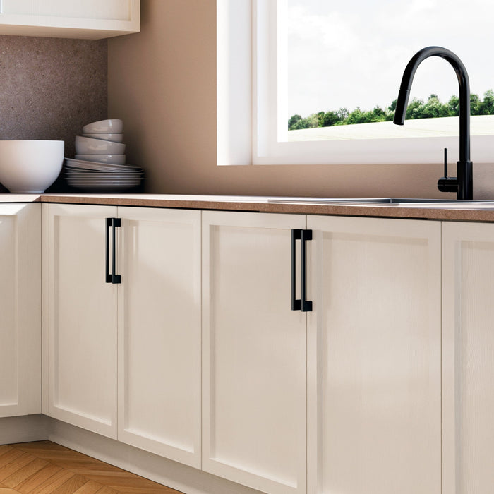 Lot von 5 Möbelgriffe Montreal, L160mm, 128mm Achsenabstand, Zamak, Schwarz lackiert