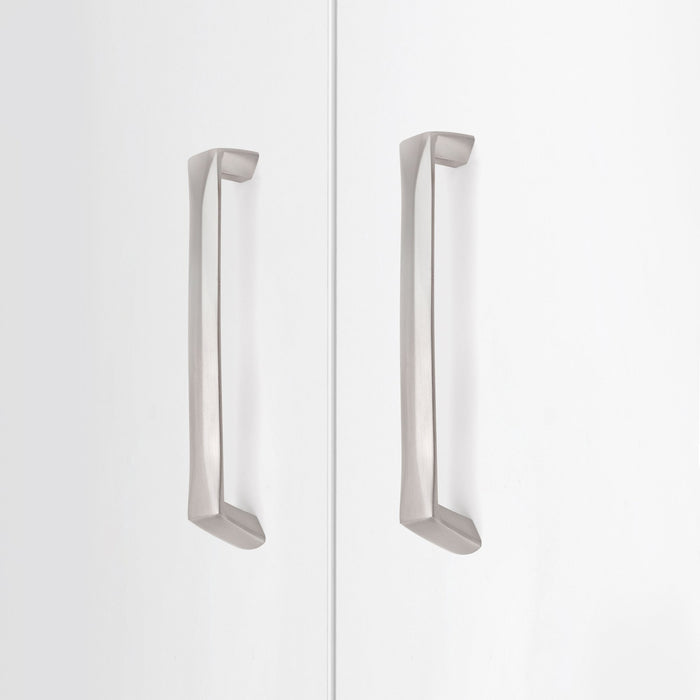 Lot von 10 Möbelgriffe Canton, L142mm, 128mm Achsenabstand, Zamak, Nickel satiniert