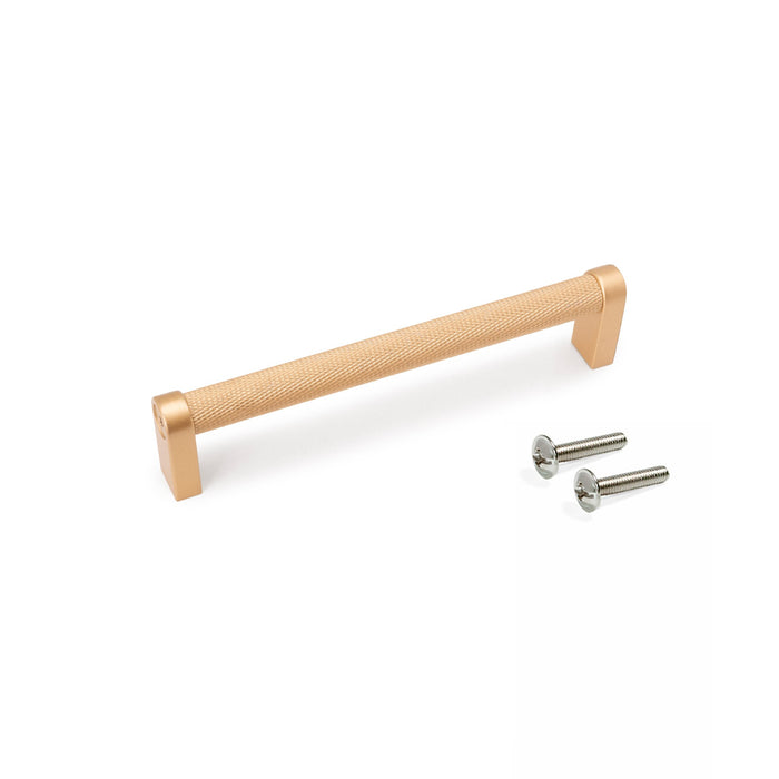 Lot von 5 Möbelgriffe Bergen, L141mm, 128mm Achsenabstand, Aluminium, Goldfarben lackiert