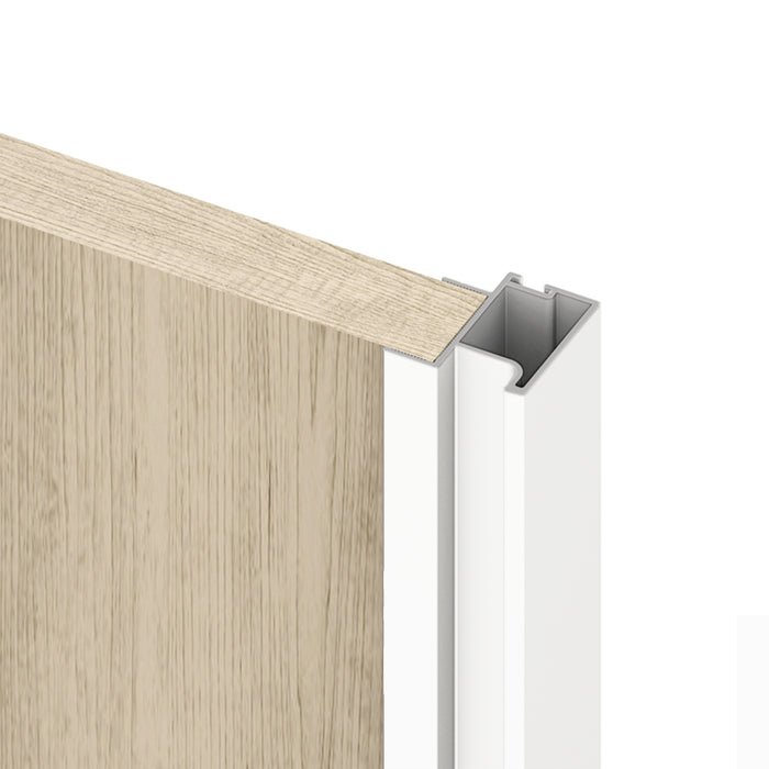 Emuca NEU | Set aus Hardware set für Placard 74 2-Schiebe-Kleiderschrank mit sanftem Schliessen, Griff-Modell Sharp, Stärke 19mm, ohne Paneele, Weiß metallic