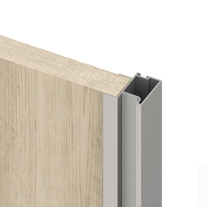 Set aus Hardware set für Placard 74 2-Schiebe-Kleiderschrank mit sanftem Schliessen, Griff-Modell Sharp, Stärke 19mm, ohne Paneele, Matt eloxiert