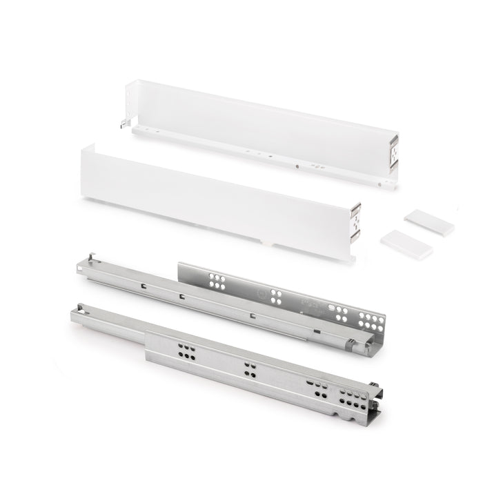 Emuca NEU | Aussenschublade Simplex 25kg Höhe 88mm, Tiefe 440mm, Stahl, Weiß lackiert