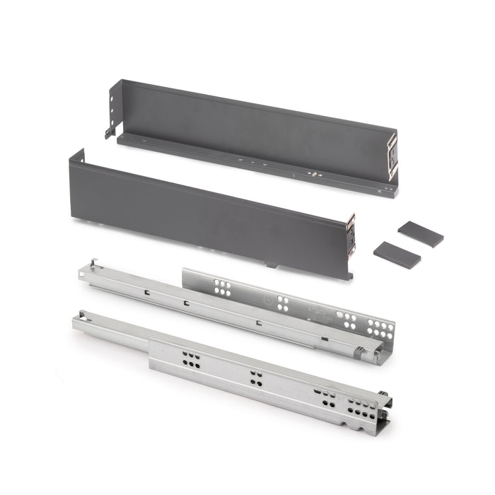 Emuca NEU | Aussenschublade Simplex 25kg Höhe 88mm, Tiefe 440mm, Stahl, Anthrazitgrau