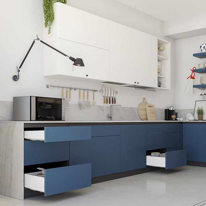 Aussenschublade Simplex 25kg Höhe 159mm, Tiefe 490mm, Stahl, Weiß lackiert