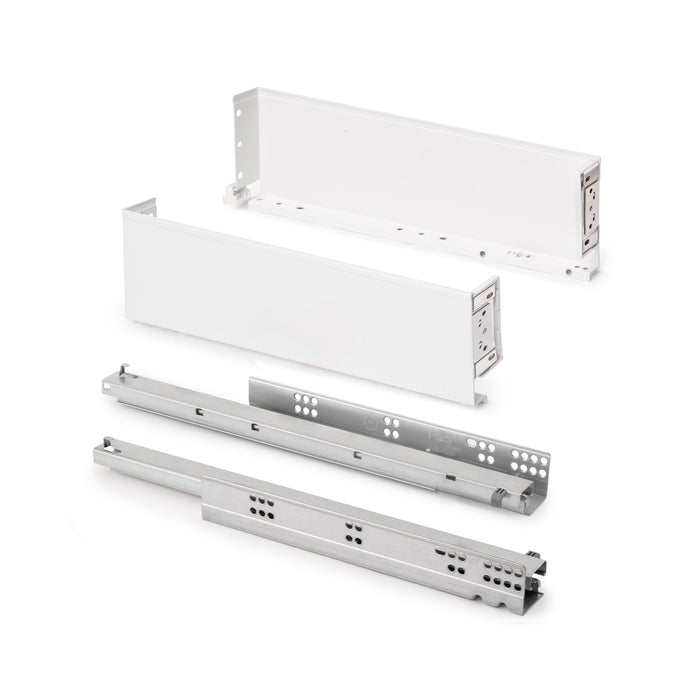 Emuca NEU | Aussenschublade Simplex 25kg Höhe 122mm, Tiefe 440mm, Stahl, Weiß lackiert