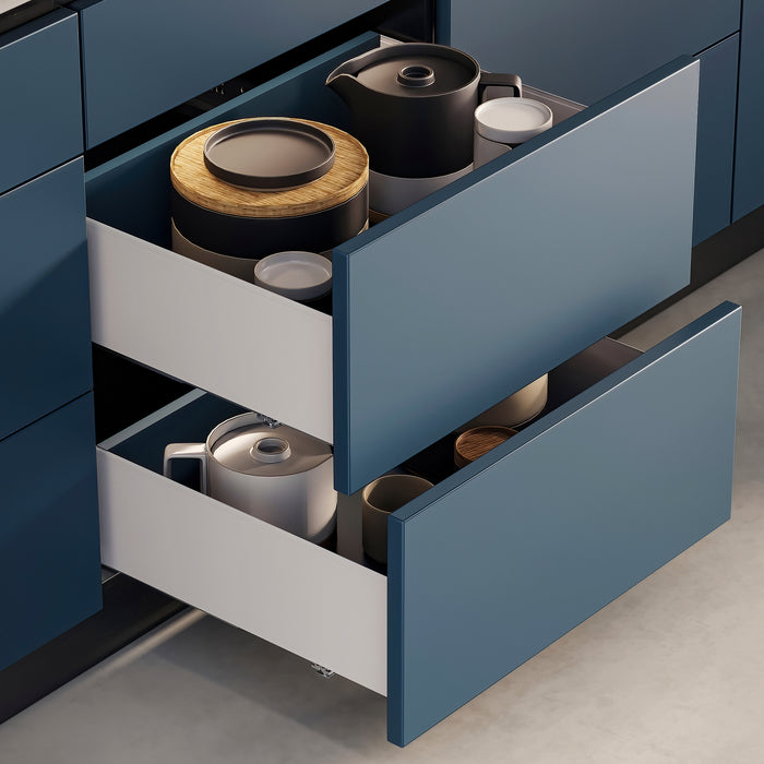 Emuca NEU | Aussenschublade Simplex 25kg Höhe 122mm, Tiefe 490mm, Stahl, Weiß lackiert