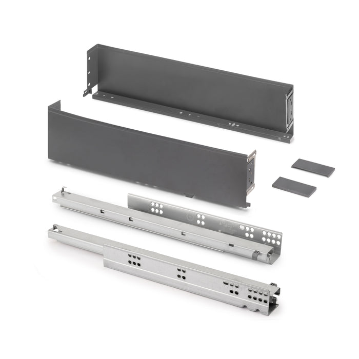 Emuca NEU | Aussenschublade Simplex 25kg Höhe 122mm, Tiefe 440mm, Stahl, Anthrazitgrau