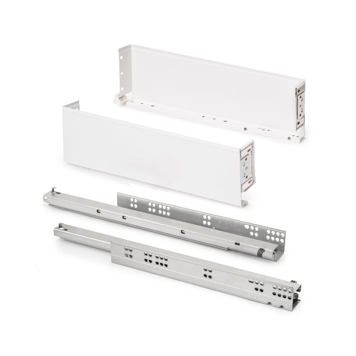 Emuca NEU | Aussenschublade Simplex 25kg Höhe 122mm, Tiefe 490mm, Stahl, Weiß lackiert