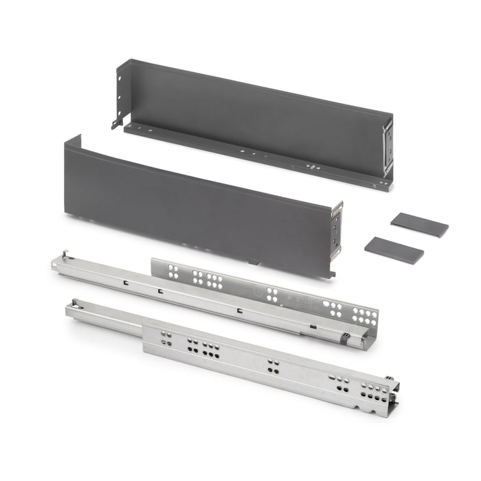 Emuca NEU | Aussenschublade Simplex 25kg Höhe 122mm, Tiefe 490mm, Stahl, Anthrazitgrau