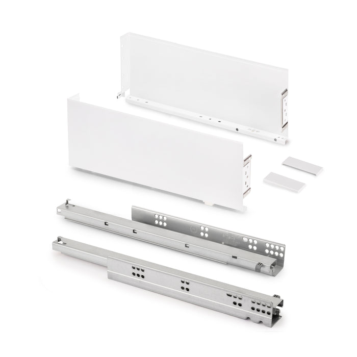 Emuca NEU | Aussenschublade Simplex 25kg Höhe 159mm, Tiefe 440mm, Stahl, Weiß lackiert