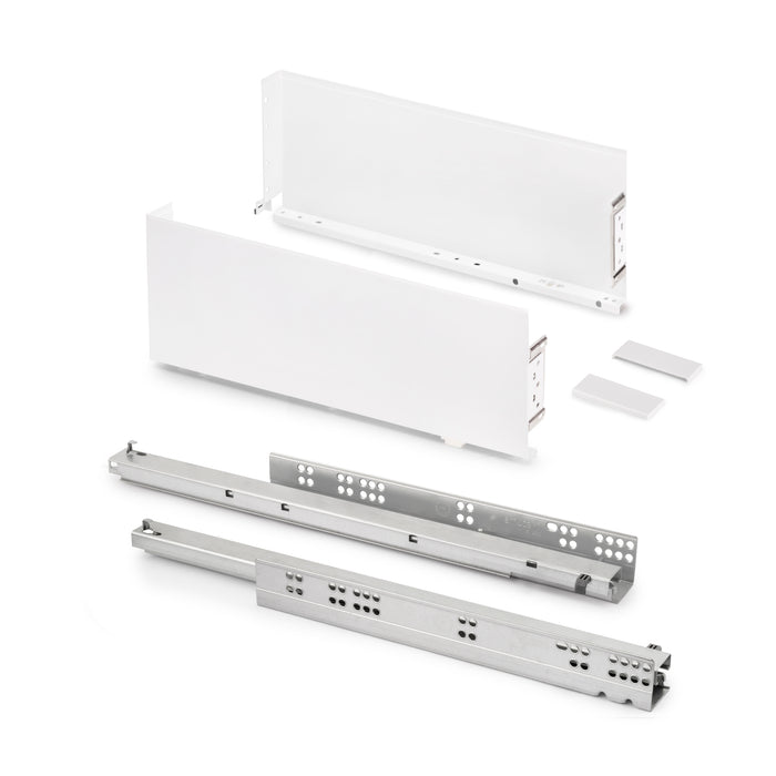 Emuca NEU | Aussenschublade Simplex 25kg Höhe 159mm, Tiefe 490mm, Stahl, Weiß lackiert