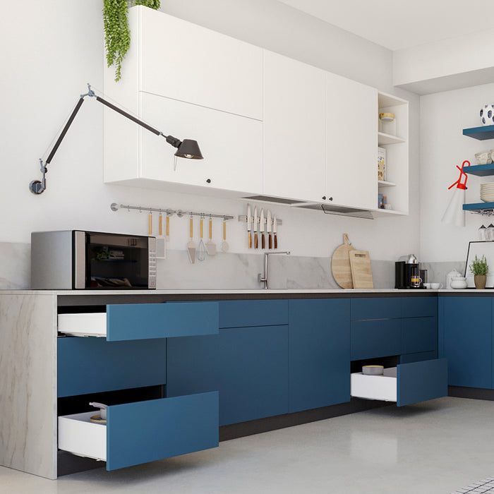 Emuca NEU | Aussenschublade Simplex 25kg Höhe 159mm, Tiefe 490mm, Stahl, Weiß lackiert