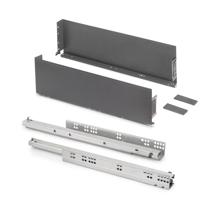 Emuca NEU | Aussenschublade Simplex 25kg Höhe 159mm, Tiefe 490mm, Stahl, Anthrazitgrau