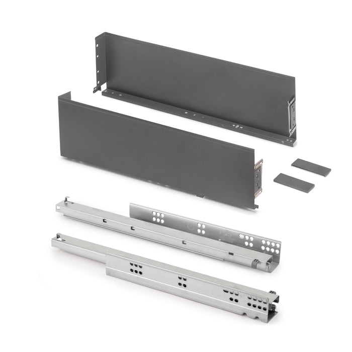 Emuca NEU | Aussenschublade Simplex 25kg Höhe 159mm, Tiefe 440mm, Stahl, Anthrazitgrau