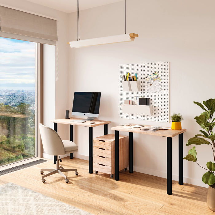 Lot von 4 Tischbeine, Durchmesser 60mm, H 830mm, Stahl, Schwarz