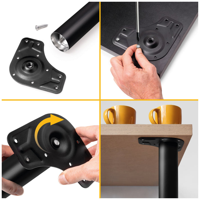 Lot von 4 Tischbeine, Durchmesser 60mm, H 830mm, Stahl, Schwarz