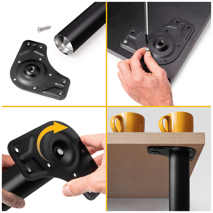 Emuca NEU | Lot von 4 Tischbeine, Durchmesser 60mm, H 830mm, Stahl, Schwarz