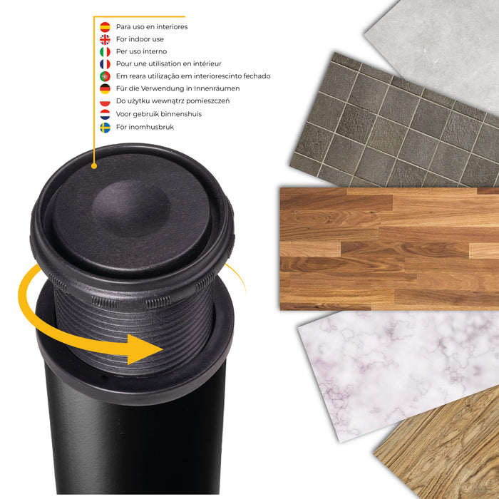 Emuca NEU | Lot von 4 Tischbeine, Durchmesser 60mm, H 830mm, Stahl, Schwarz