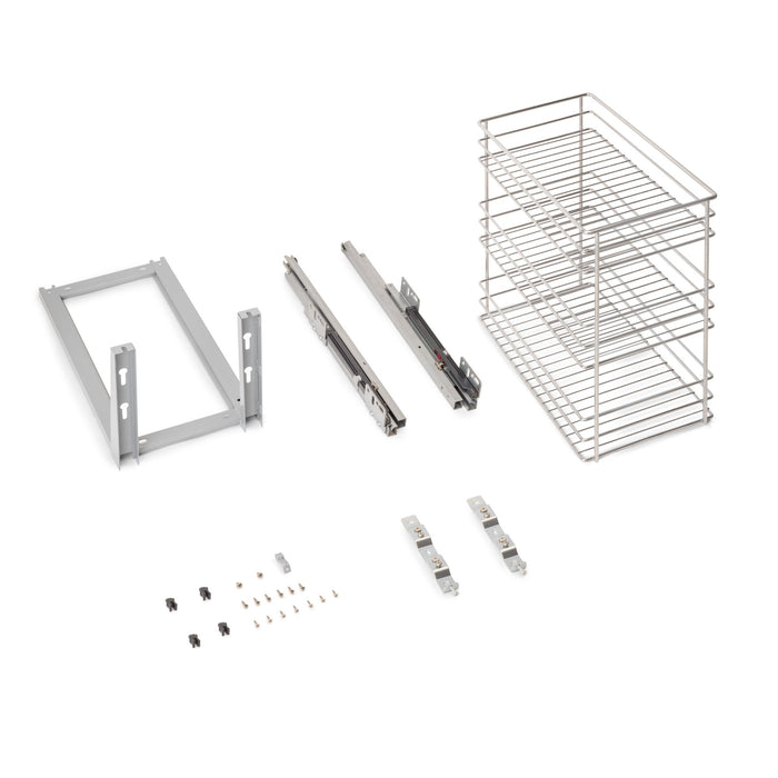 Auszugswagen Supra mit Unterfederung und sanfter Schließung, Modul 300mm, Stahl, Verchromt