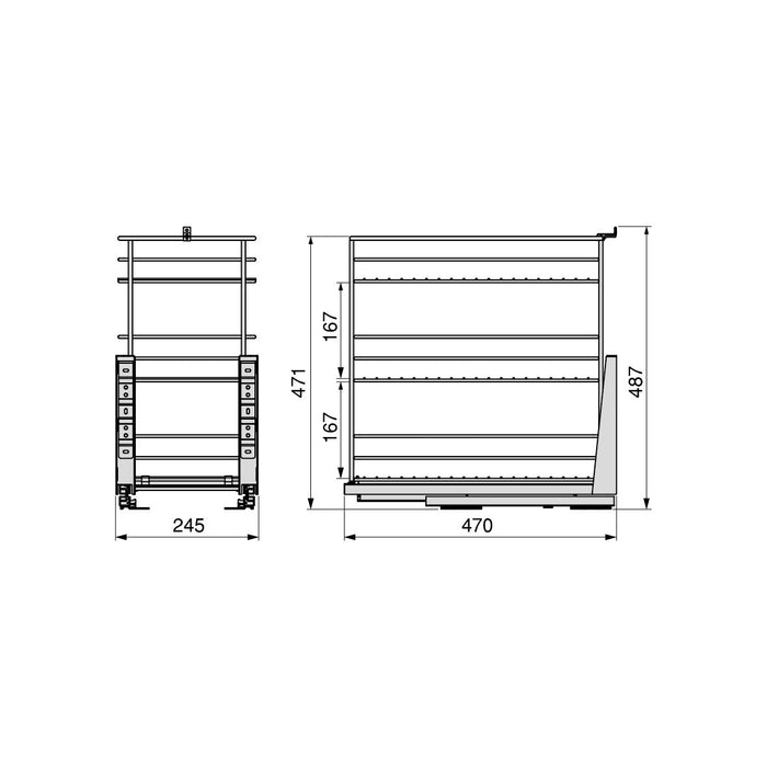 Auszugswagen Supra mit Unterfederung und sanfter Schließung, Modul 300mm, Stahl, Verchromt