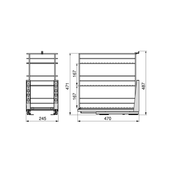 Emuca NEU | Auszugswagen Supra mit Unterfederung und sanfter Schließung, Modul 300mm, Stahl, Verchromt