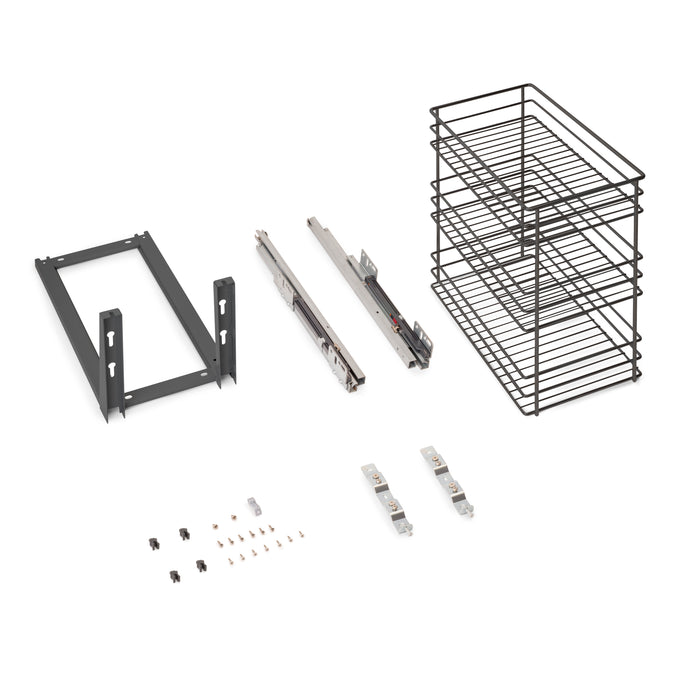 Emuca NEU | Auszugswagen Titane mit Unterfederung und sanfter Schließung, Modul 300mm, Stahl, Anthrazitgrau